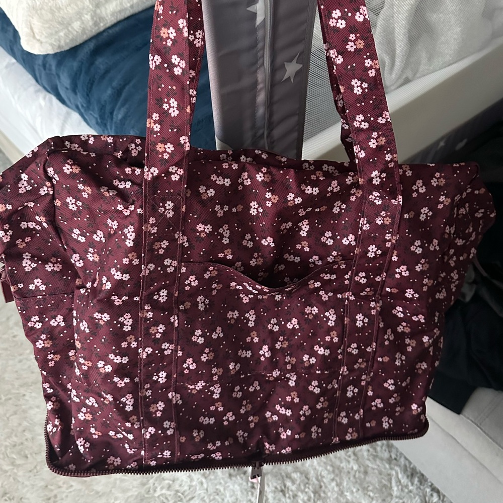 Pack Up Duffle in Berry Floral - Poppy and Peonies